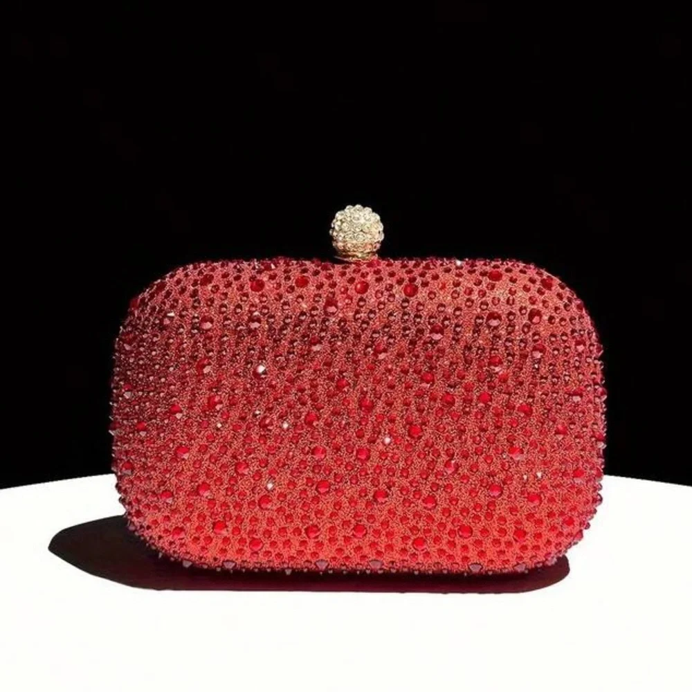 Elegant Purple Crystal Evening Clutch